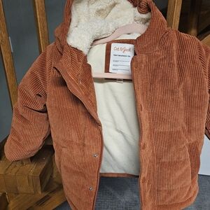 CAT AND JACK Toddler unisex Corduroy Puffer jacket in copper size 3T